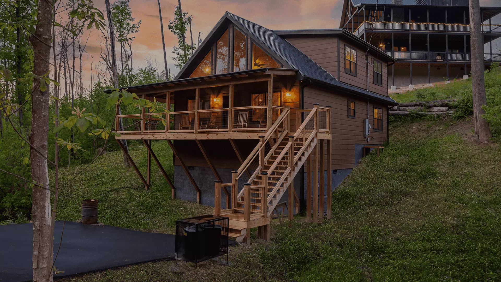 cabin at sunset