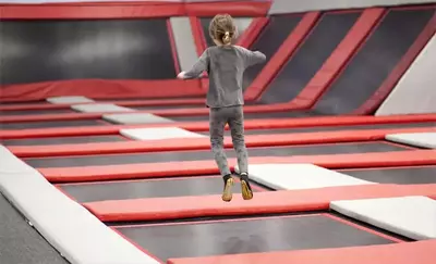 kid on a trampoline