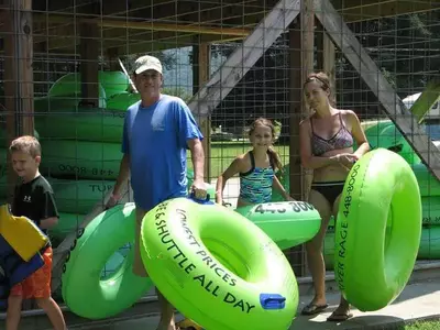 people tubing in the smoky mountains