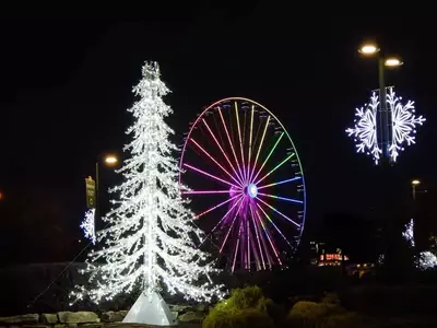 winterfest lights and great smoky mountain wheel