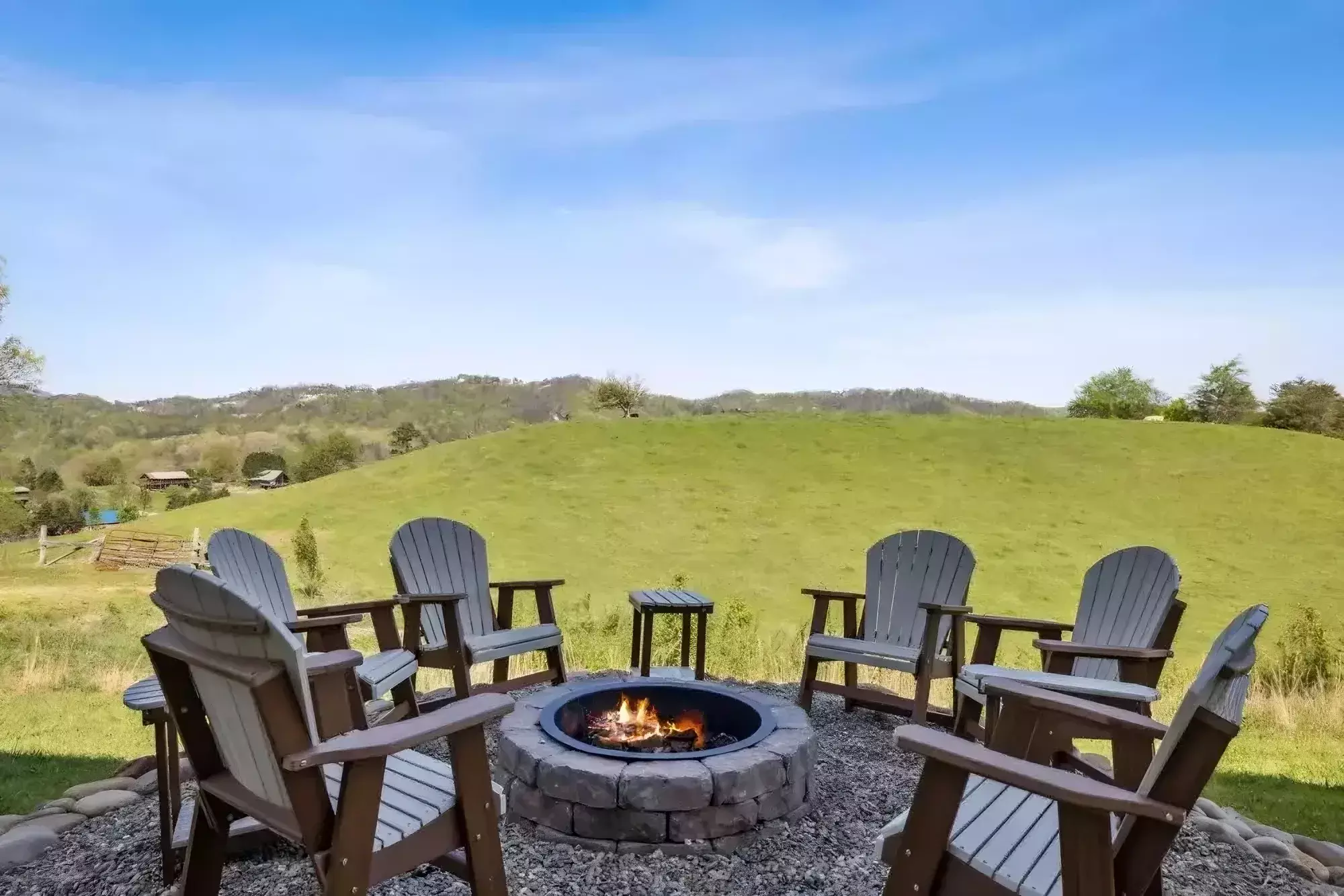 fire pit at Peaceful Pastures cabin