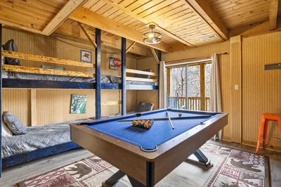 game room at cabin