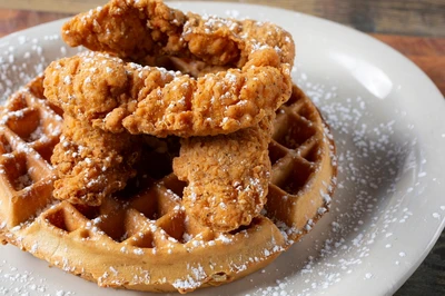 chicken & waffles make brick & spoon one of the best places to eat in Pigeon Forge for breakfast