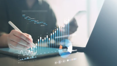 person analyzing a graph