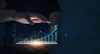 man holding a graph showing a revenue projection