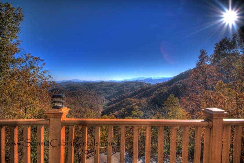 view from the deck of a smoky mountain cabin