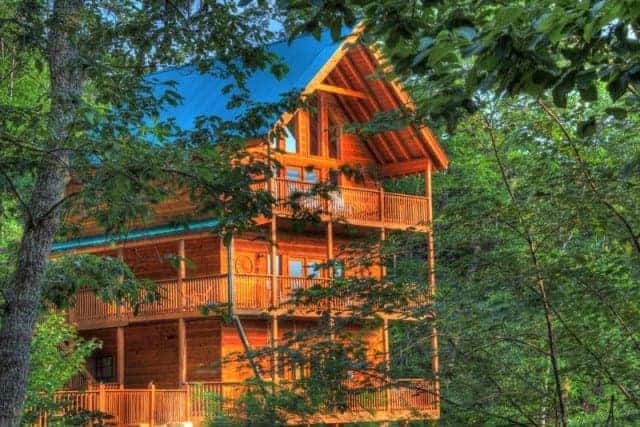 three story cabin in the woods