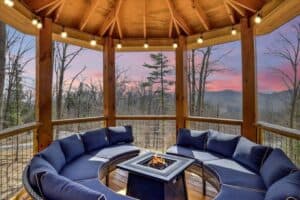 fire pit at above the summit cabin in the Smoky Mountains