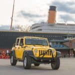 yellow jeep in front of the titanic museum