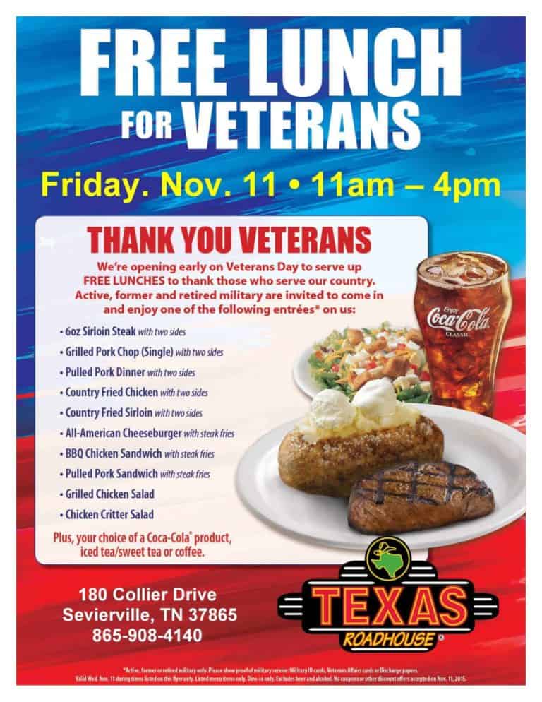 Texas Roadhouse Sevierville Free Lunch For Veterans On Veterans Day