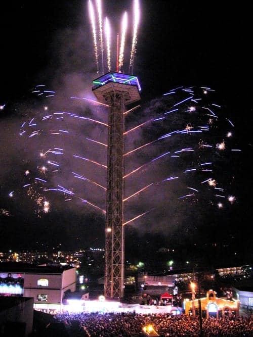 fireworks during new years eve gatlinburg space needle