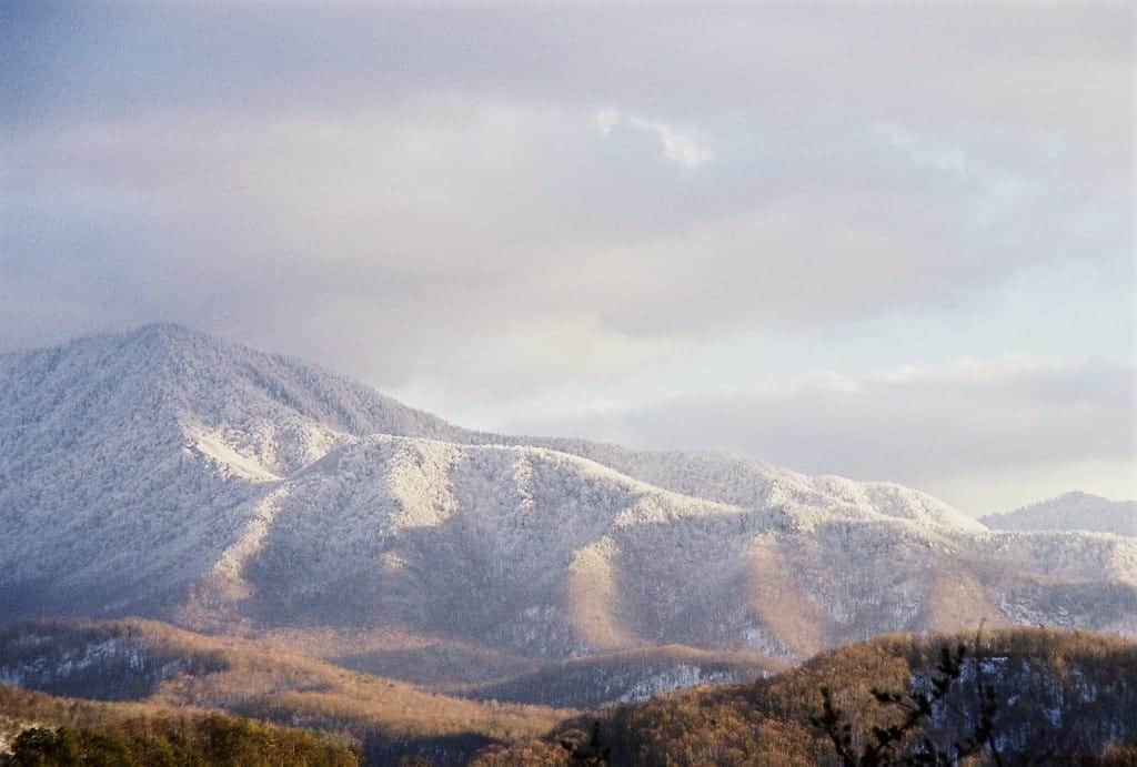 smoky mountains covered in snow