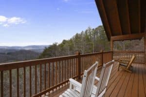 deck cabin mountain view