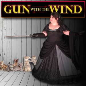 gun with the wind woman wearing black dress