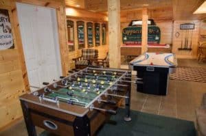 game room in a cabin rental in Pigeon Forge TN