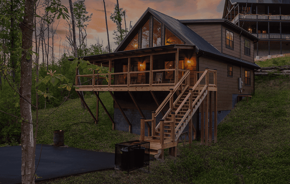 cabin at sunset
